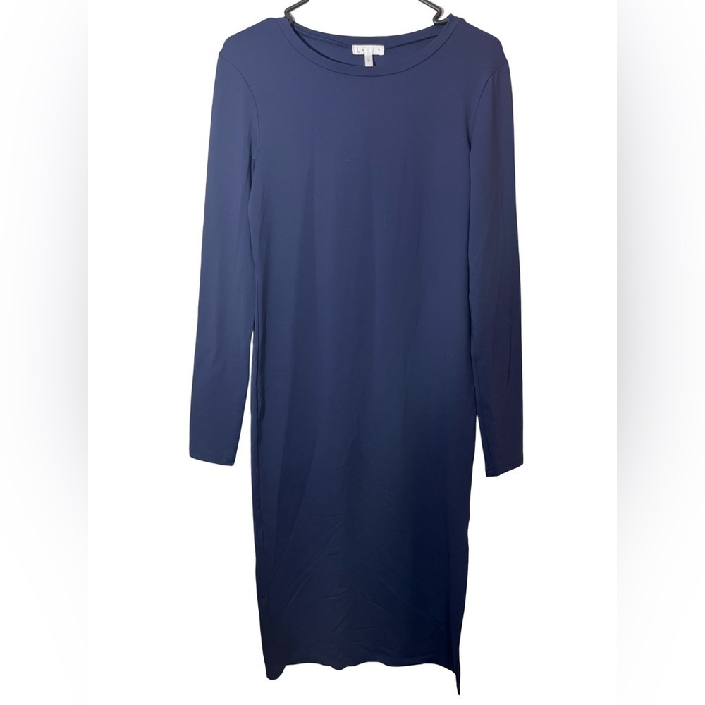 Leith Long Sleeve Midi Bodycon Dress in Navy Blue - Size M, Excellent Condition - Picture 3 of 5